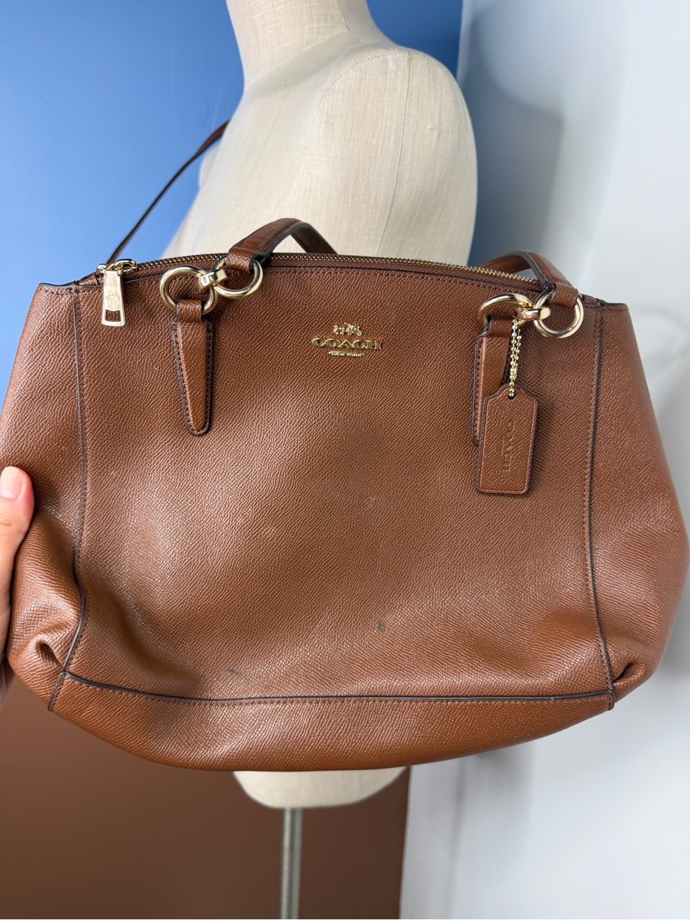 Coach Brown Leather Crossbody Handbag with Hang Tag TLC